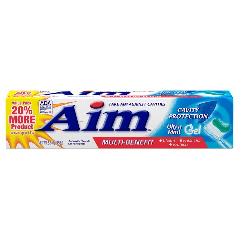 Aim Cavity Protection Anticavity Fluoride Toothpaste, Ultra Mint Gel, 6 Ounce - Pack of 6 - Image 1